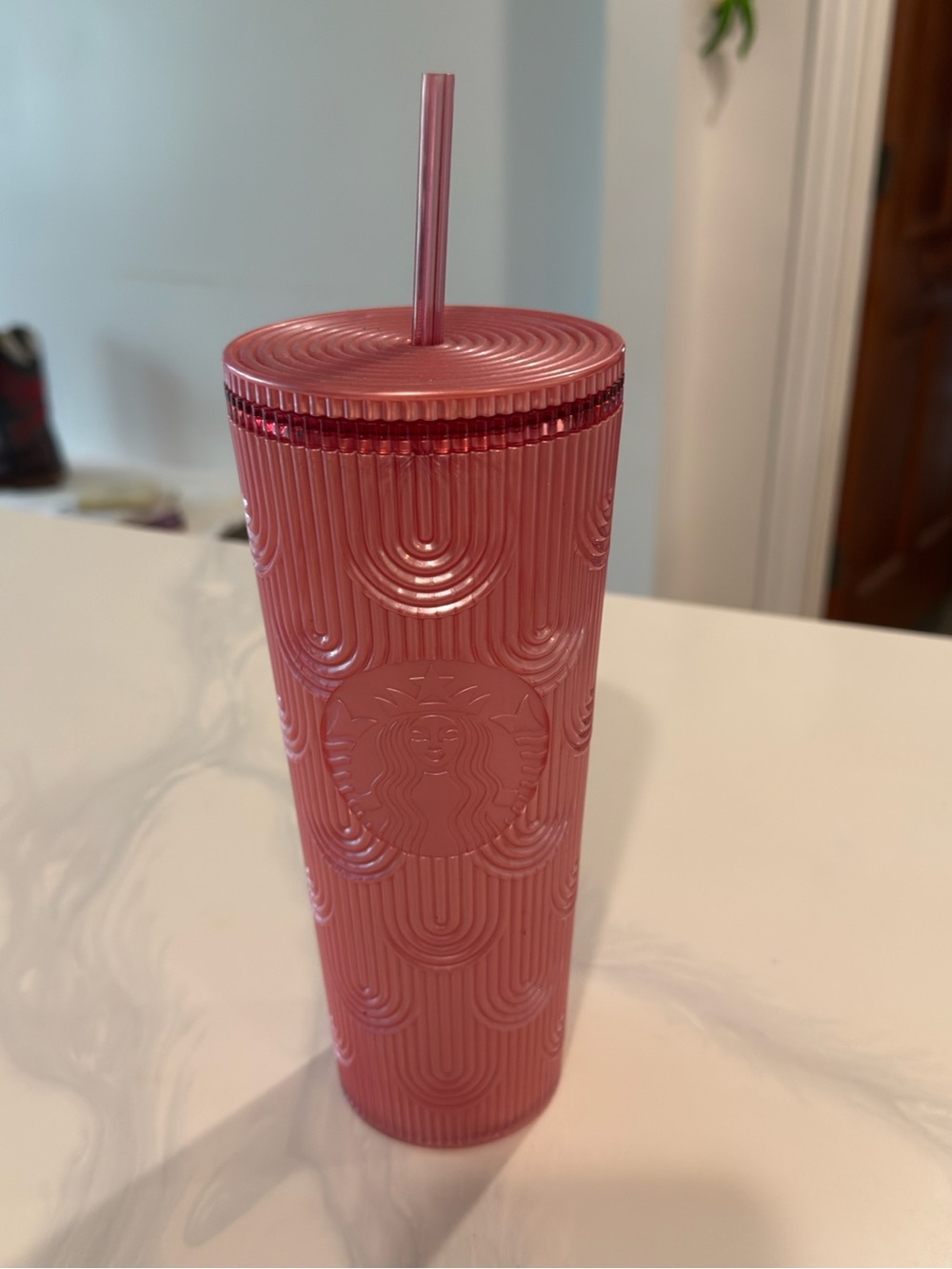 Starbucks Rose Pink Textured Reusable Tumbler with Straw